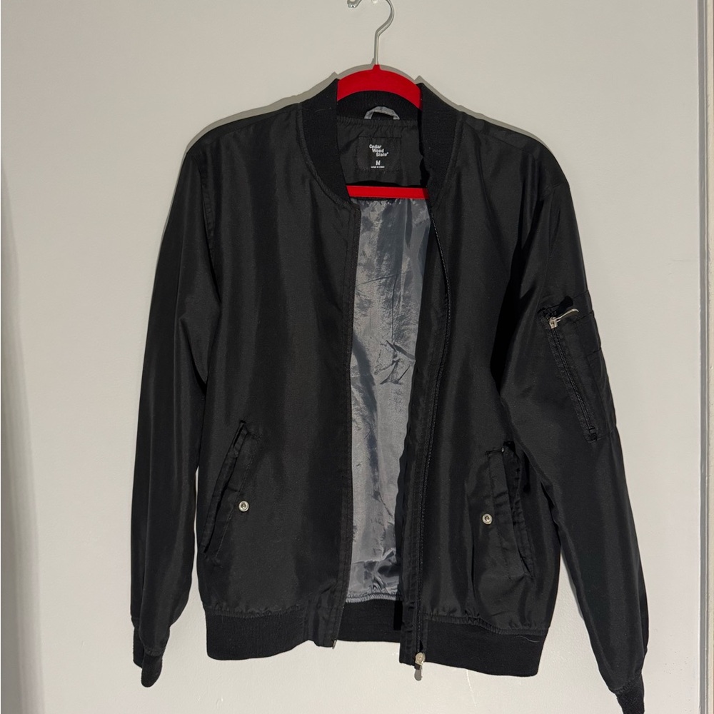 H&M Black Bomber Jacket with Ribbed Waist
